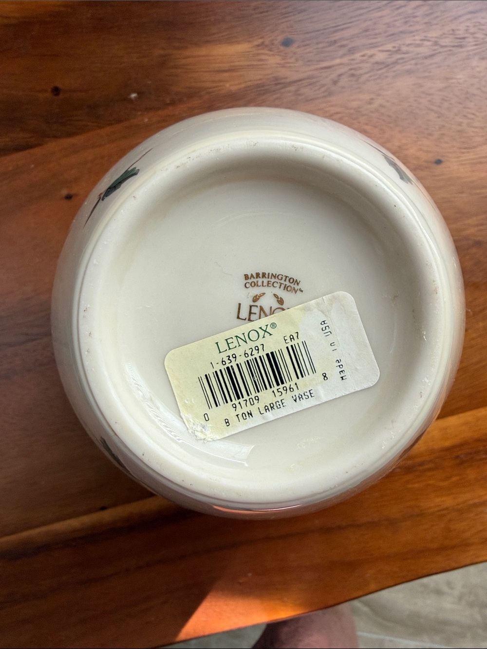 Lenox Barrington Collection 9.5" Floral Porcelain Vase in Cream, Pink and Green - Picture 5 of 13